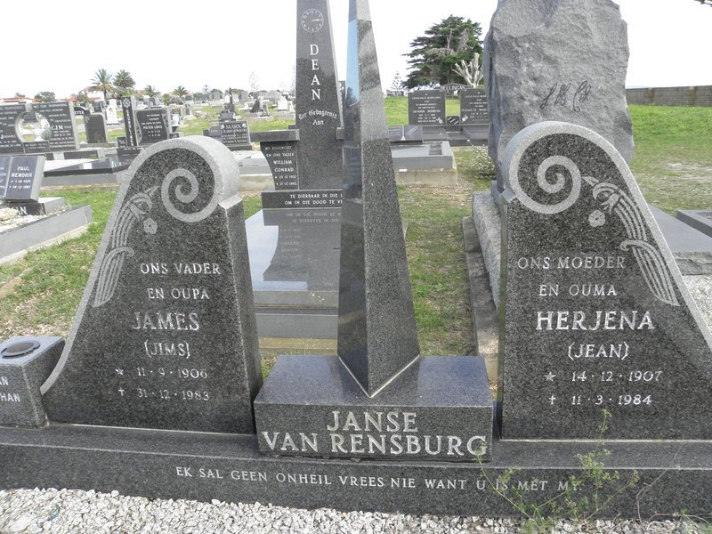 RENSBURG James, Janse van 1906-1983 &amp; Herjena 1907-1984