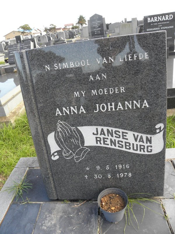 RENSBURG Anna Johanna, Janse van 1916-1978