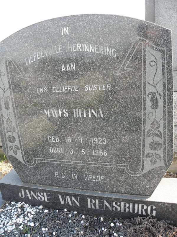 RENSBURG Maves Helina, Janse van 1923-1966