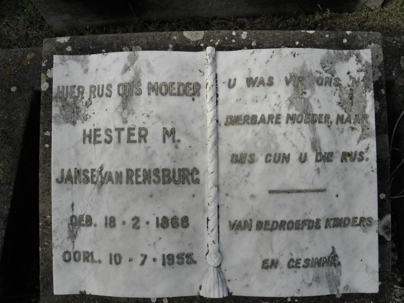RENSBURG Hester M., Janse van 1868-1955