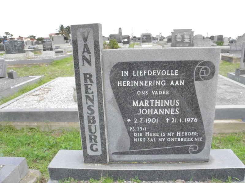 RENSBURG Marthinus Johannes, van 1901-1976