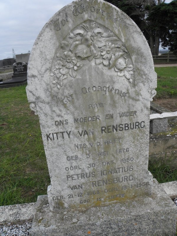RENSBURG Petrus Ignatius, van 1868-1956 &amp; Kitty V.D. WATT 1876-1950