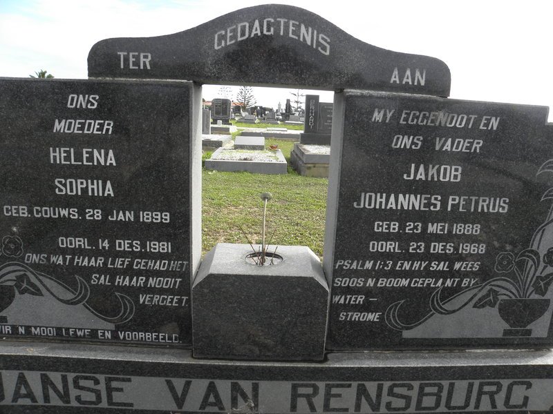 RENSBURG Jakob Johannes Petrus, Janse van 1888-1968 &amp; Helena Sophia GOUWS 1899-1981
