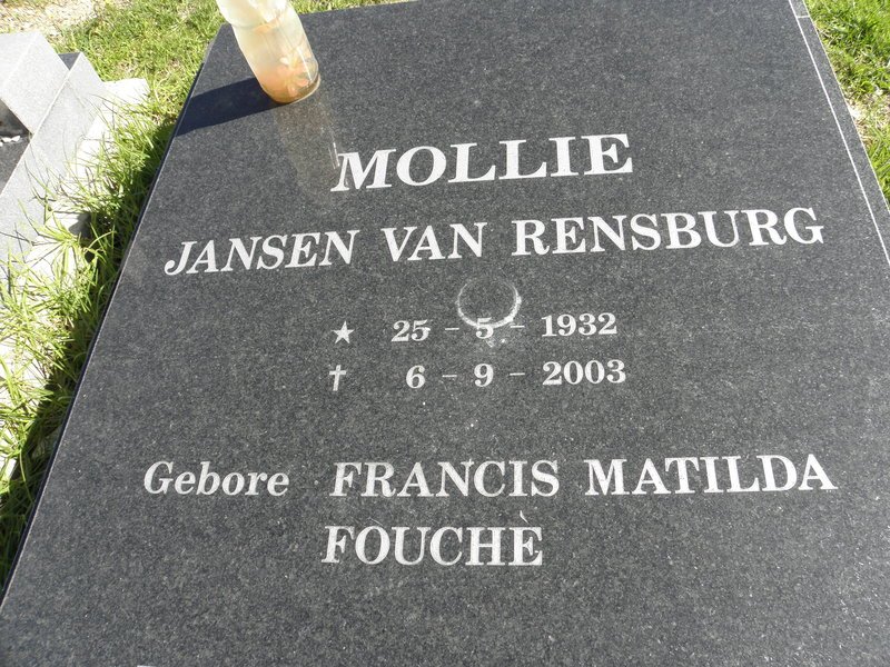 RENSBURG Francis Matilda, Jansen van nee FOUCHÉ 1932-2003