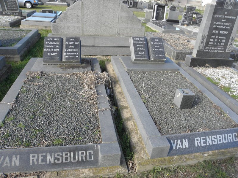 RENSBURG Henry, van 1902-1979 &amp; Joan 1909-1986