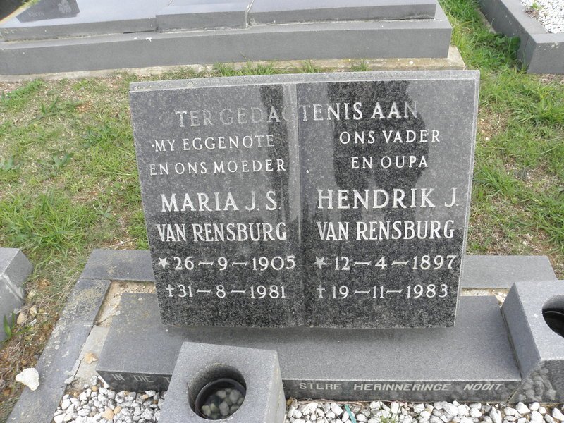 RENSBURG Hendrik J., van 1897-1983 &amp; Maria J.S. 1905-1981