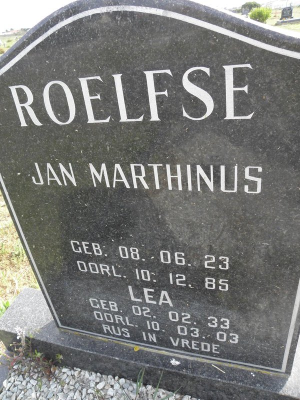 ROELOFSE Jn Marthinus 1923-1985 &amp; Lea 1933-2003