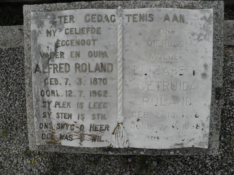 ROLAND Alfred 1870-1962 &amp; Elizabeth Gertruida 1878-1968