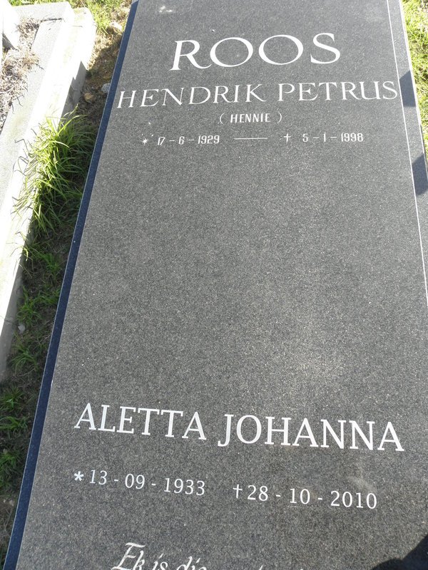 ROOS Hendrik Petrus 1929-1998