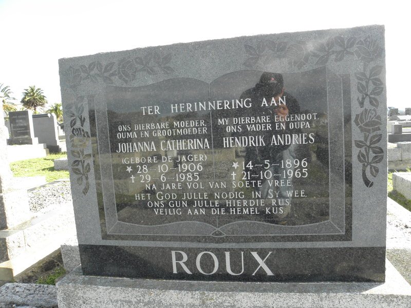 ROUX Hendrik Andries 1896-1965 &amp; Johanna Catherina DE JAGER 1906-1985