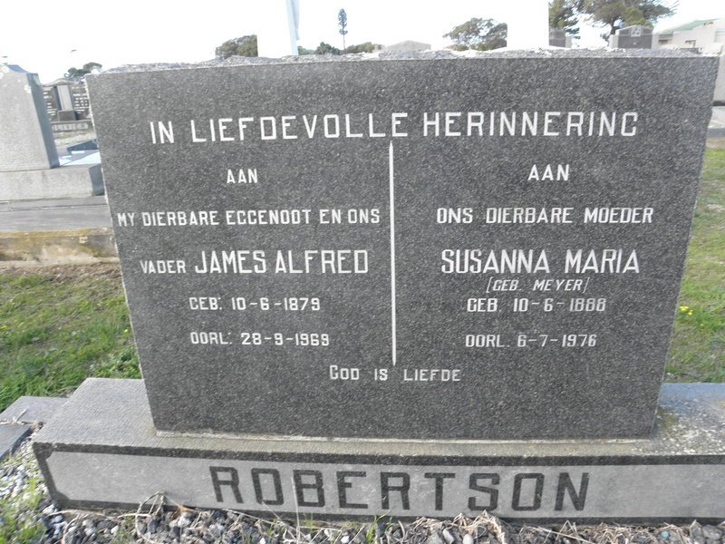 ROBERTSON James Alfred 1879-1969 &amp; Susanna Maria MEYER 1888-1976