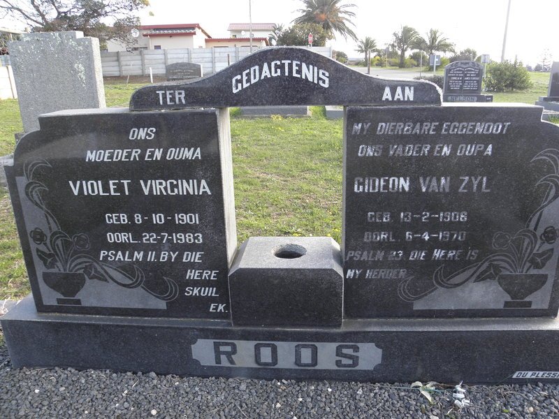 ROOS Gideon Van Zyl 1906-1970 &amp; Violet Virginia 1901-1983