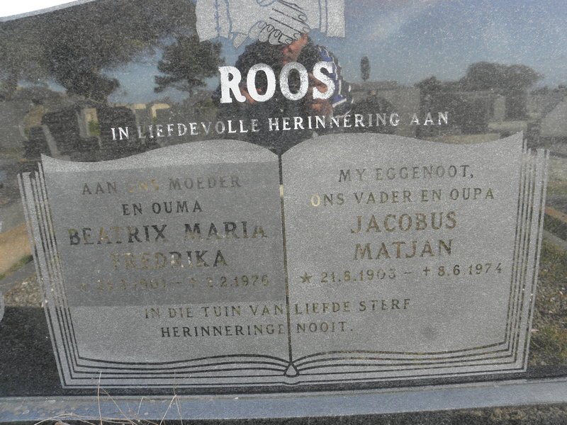 ROOS Jacobus Matjan 1903-1974 &amp; Beatrix Maria Fredrika 1901-1976