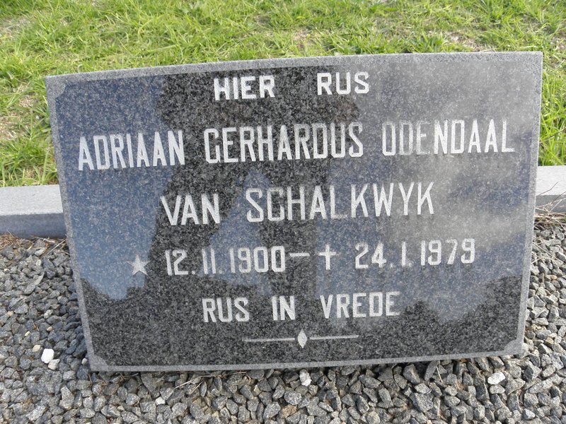 SCHALKWYK Adriaan Gerhardus Odendaal, van 1900-1979