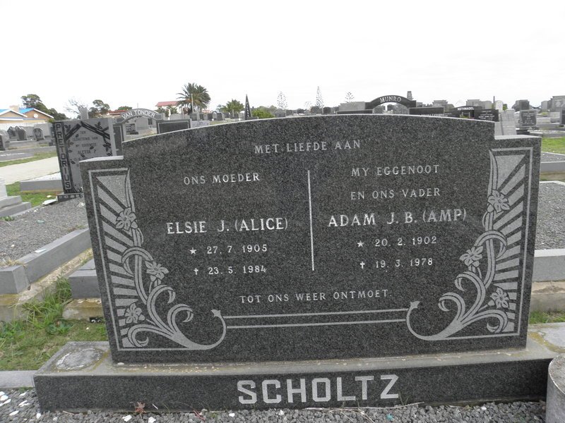 SCHOLTZ Adam J.B. 1902-1978 &amp; Elsie J. 1905-1984
