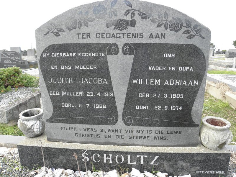 SCHOLTZ Willem Adriaan 1909-1974 &amp; Judith Jacoba MULLER 1913-1968