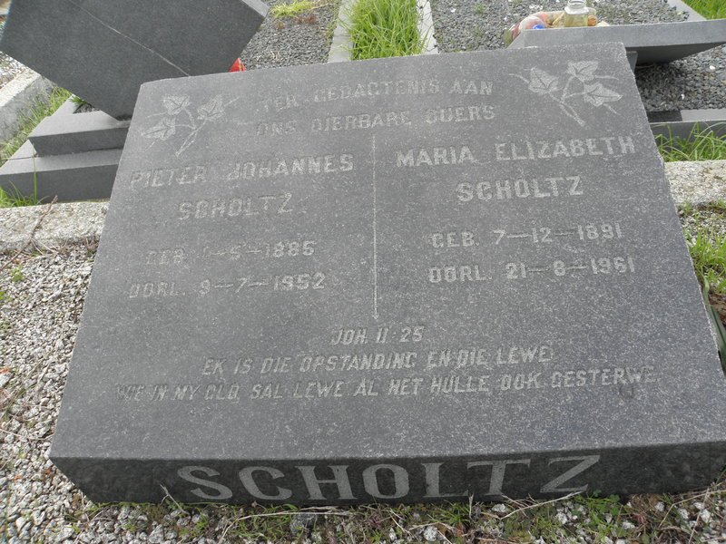 SCHOLTZ Pieter Johannes 1885-1952 &amp; Maria Elizabeth 1891-1961