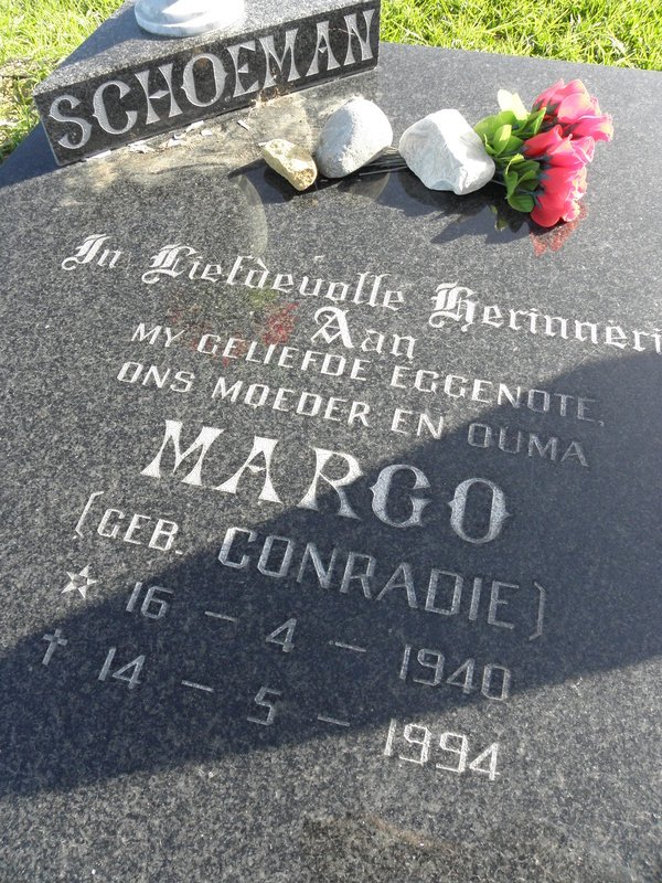 SCHOEMAN Margo nee CONRADIE 1940-1994