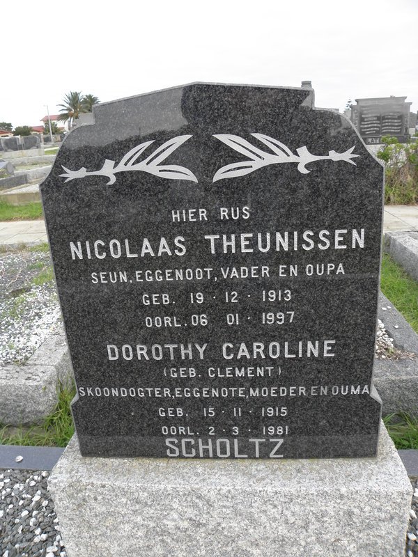 SCHOLTZ Nicolaas Theunissen 1913-1997 &amp; Dorothy Caroline CLEMENT 1915-1981