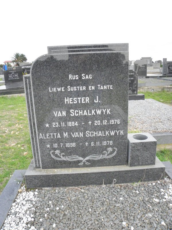 SCHALKWYK Hester J., van 1884-1976 :: VAN SCHALKWYK Aletta M. 1898-1978
