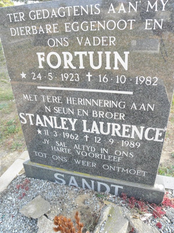 SANDT Fortuin 1923-1982 :: SANDT Stanley Laurence 1962-1989
