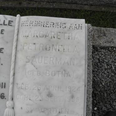 SAUERMAN Margaretha Petronella nee BOTHA 1924-1995
