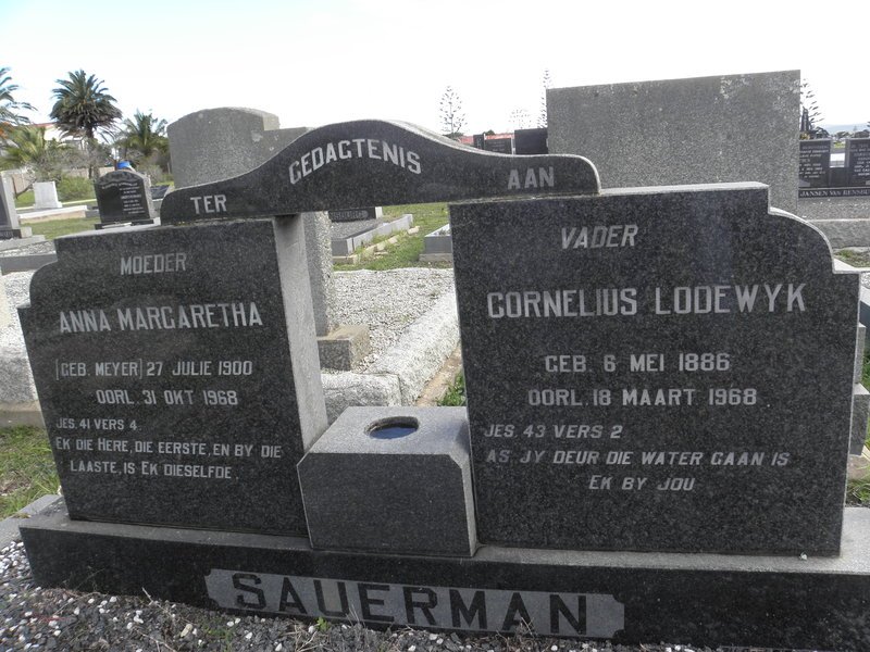SAUERMAN Cornelius Lodewyk 1886-1968 &amp; Anna Margaretha MEYER 1900-1968