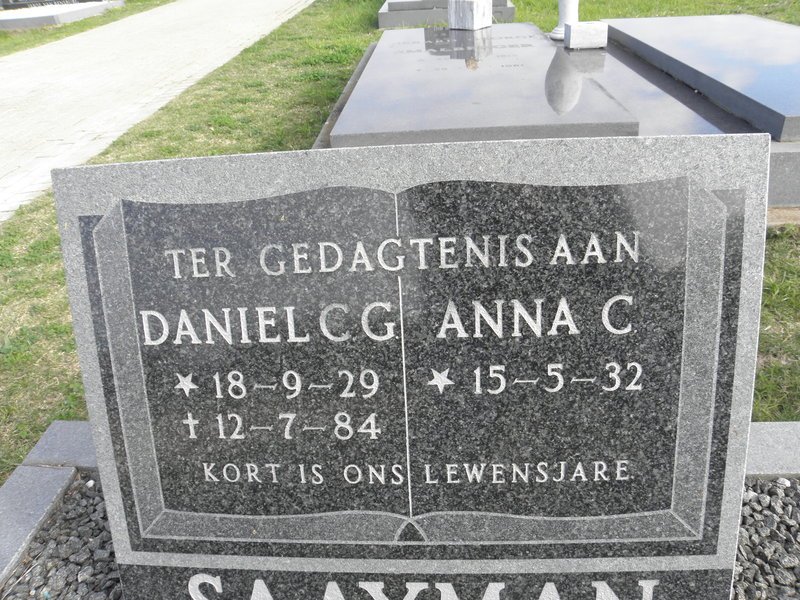 SAAYMAN Daniel C.G. 1929-1984 &amp; Anna C. 1932-