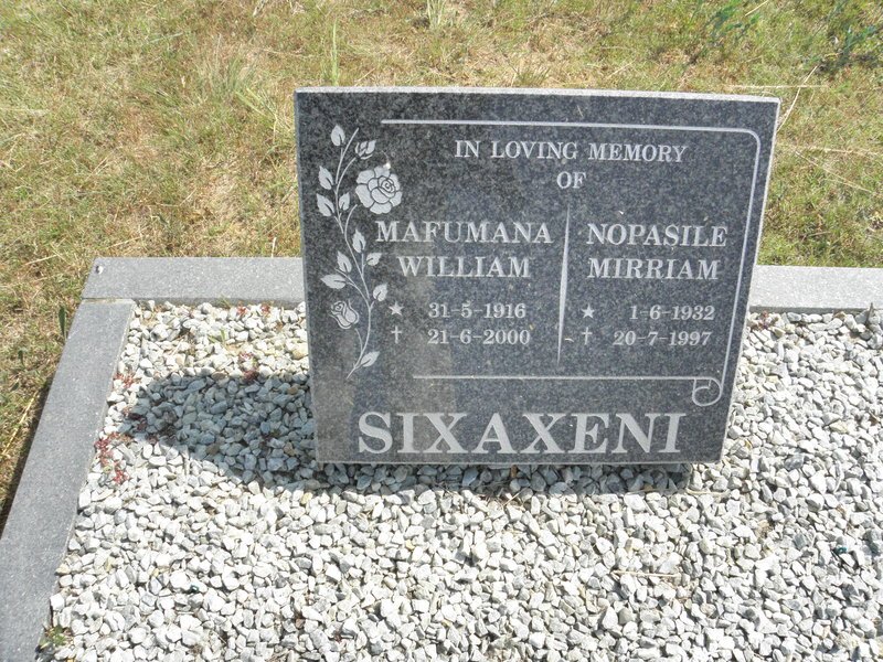 SIXAXENI Mafumana William 1916-2000 &amp; Nopasile Mirriam 1932-1997                                