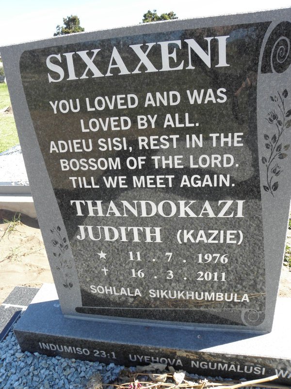 SIXAXENI Thandokazi Judith 1976-2011