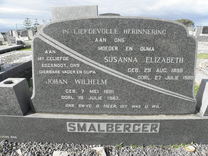 SMALBERGER Johan Wilhelm 1891-1967 &amp; Susanna Elizabeth 1898-1980