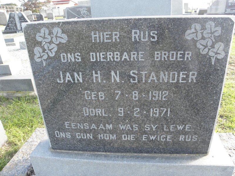 STANDER Jan H.N. 1912-1971