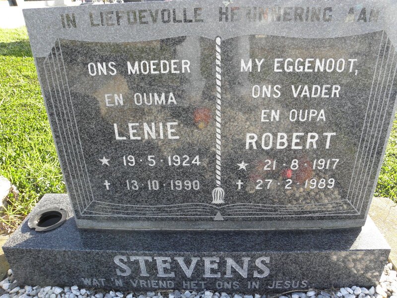 STEVENS Robert 1917-1989 &amp; Lenie 1924-1990