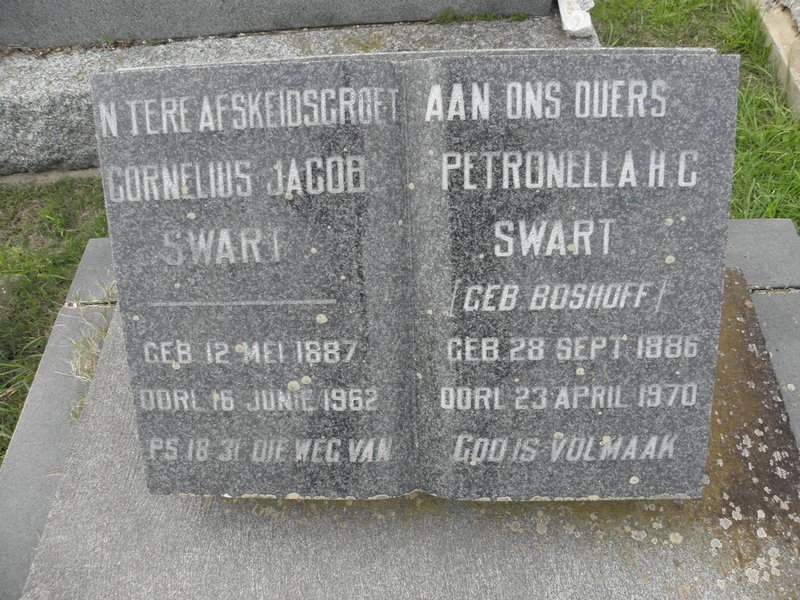 SWART Cornelius Jacob 1887-1962 &amp; Petronella H.C. BOSHOFF 1886-1970