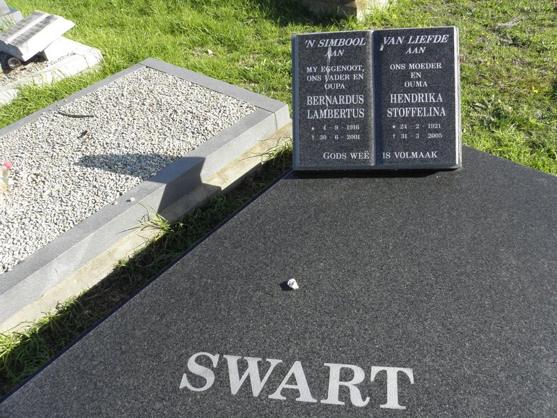 SWART Bernardus Lambertus 1916-2001 &amp; Hendrika Stoffelina 1921-2005