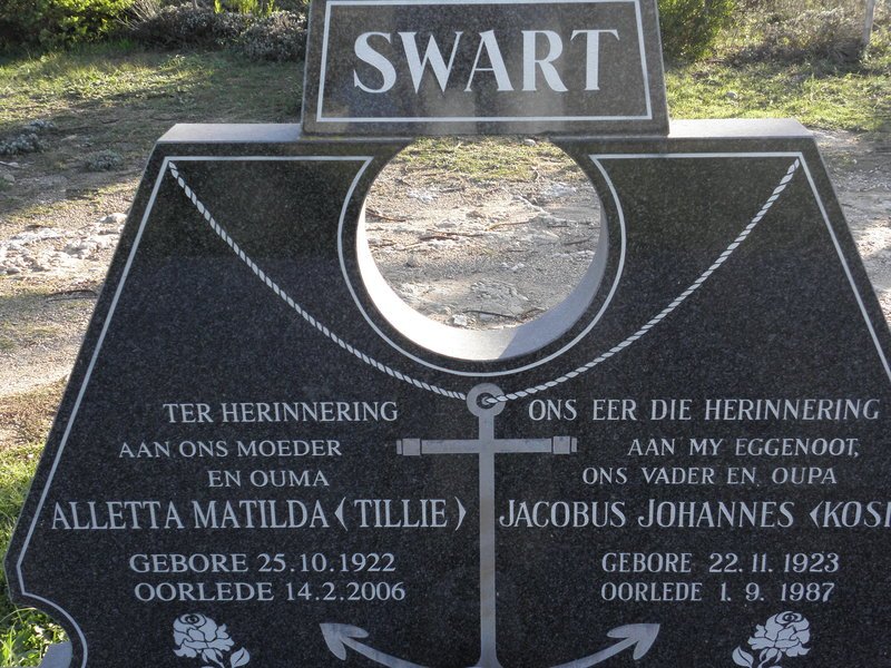 SWART Jacobus Johannes 1923-1987 &amp; Alletta Matilda 1922-2006