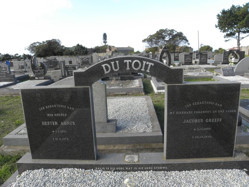 TOIT Jacobus Greeff, du 1899-1946 &amp; Hester Agnus 1901-1973