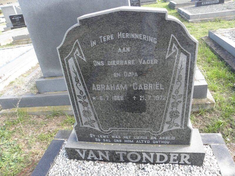 TONDER Abraham Gabriël, van 1888-1972