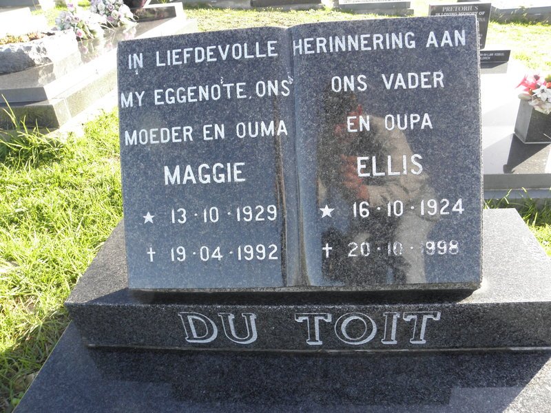 TOIT Ellis, du 1924-1998 &amp; Maggie 1929-1992