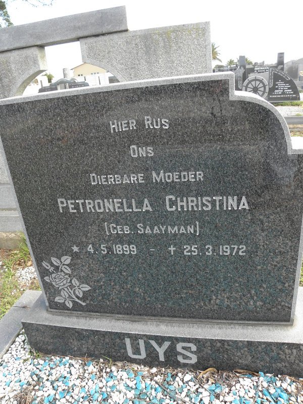 UYS Petronella Christina nee SAAYMAN 1899-1972