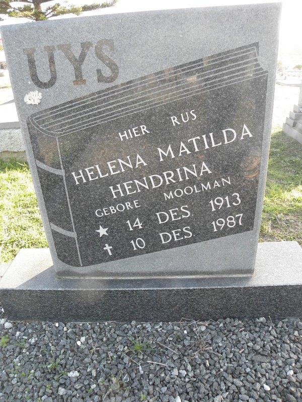 UYS Helena Matilda Hendrina nee MOOLMAN 1913-1987