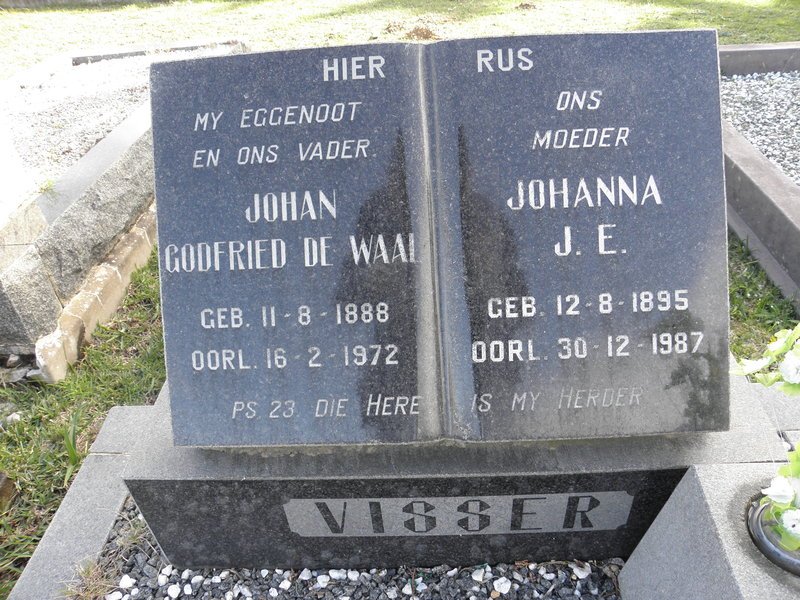 VISSER Johan Godfried De Waal 1888-1972 &amp; Johanna J.E,. 1895-1987