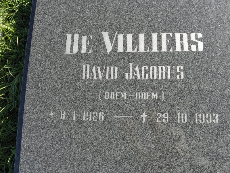 VILLIERS David Jacobus, de 1926-1993