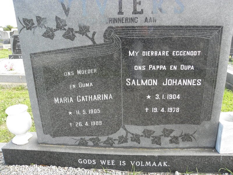 VIVIERS Salmon Johannes 1904-1978 &amp; Maria Catharina 1905-1989
