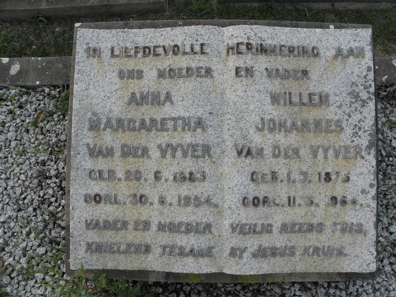 VYVER Willem Johannes, van der 1875-1964 &amp; Anna Margaretha 1883-1954