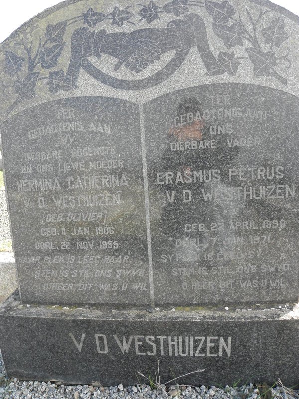 WESTHUIZEN Erasmus Petrus, v.d. 1896-1971 &amp; Hermina Catherina OLIVIER 1906-1955