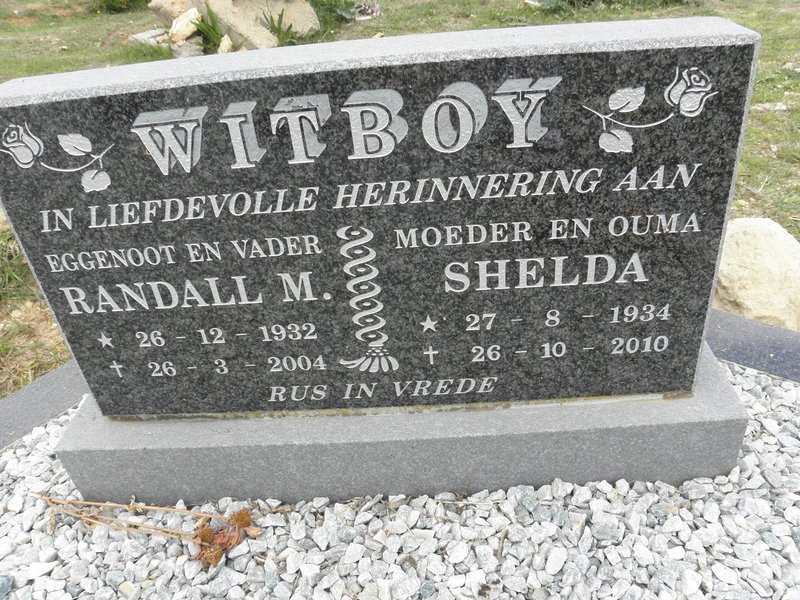 WITBOY Randall M. 1932-2004 &amp; Shelda 1934-2010