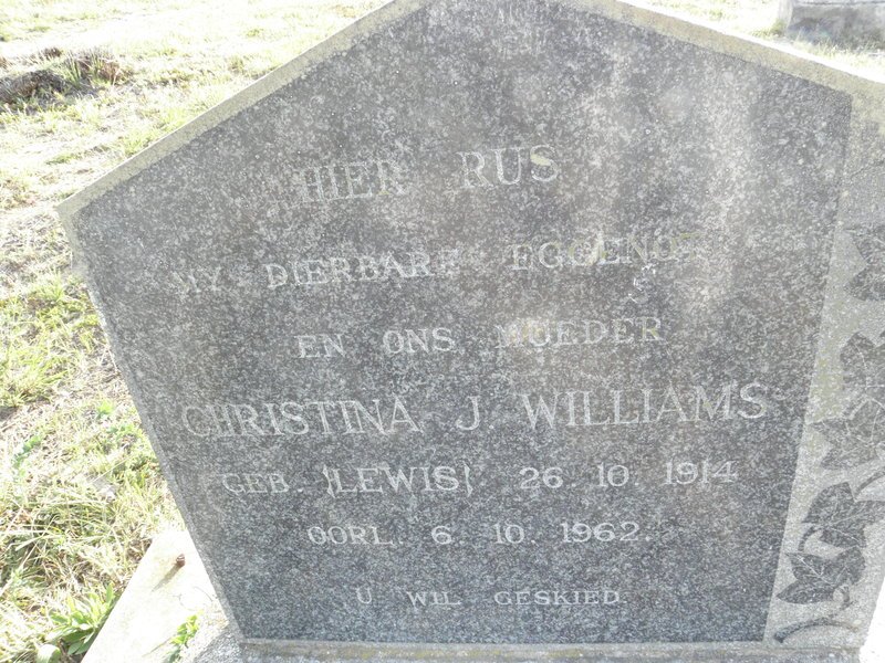 WILLIAMS Christina J. nee LEWIS 1914-1962