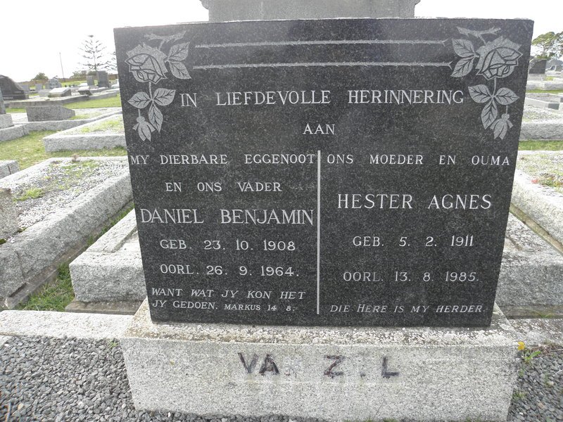 ZYL Daniel Benjamin, van 1908-1964 &amp; Hester Agnes 1911-1985