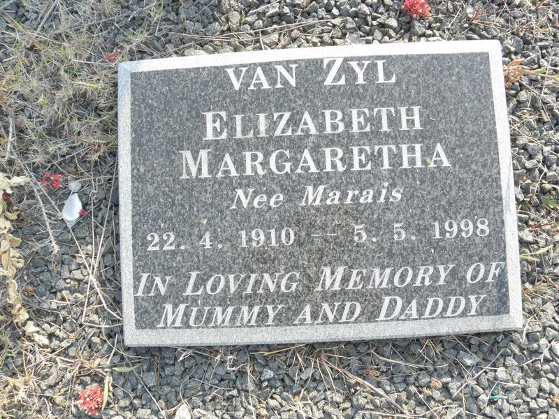 ZYL Elizabeth Margaretha, van nee MARAIS 1910-1998